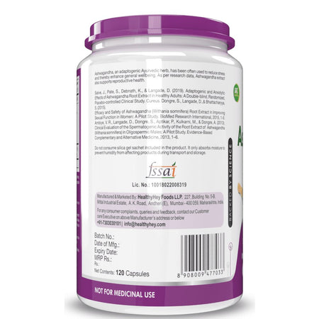 Ashwagandha Extract Capsules | 100% Natural Rejuvenating Formula - Promotes Mind & Body Wellness - 120 Capsules - HealthyHey Nutrition