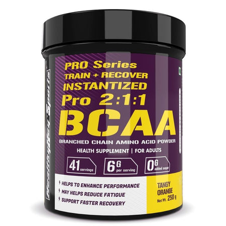 BCAA Powder 2:1:1, Branched Chain Amino Acids, BCAAs, Tangy Orange, 41 Servings (Tangy Orange, 250 g) - HealthyHey Nutrition