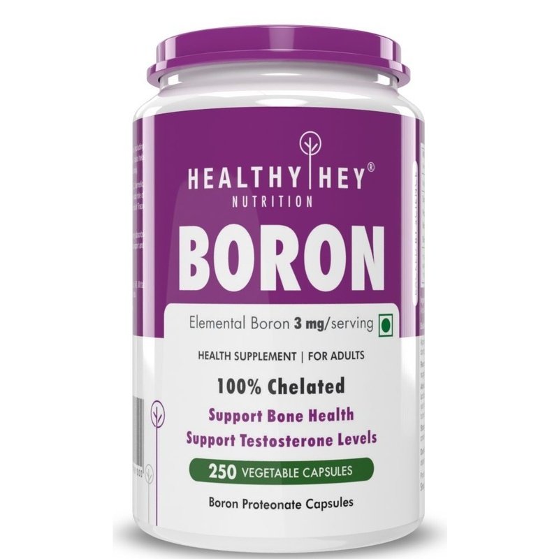 Boron 3 mg,Support bone Health & testosterone levels -Trace Mineral -100% Chelated - Boost Testostrone & Promote Bone Health-120 Veg Capsule - HealthyHey Nutrition