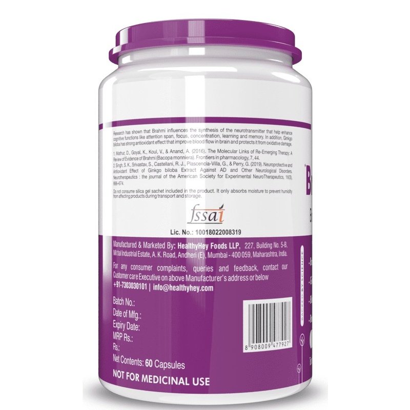 BrainFocus - Natural Brain Health Formula for Memory & Focus - 60 Veg Capsules - HealthyHey Nutrition
