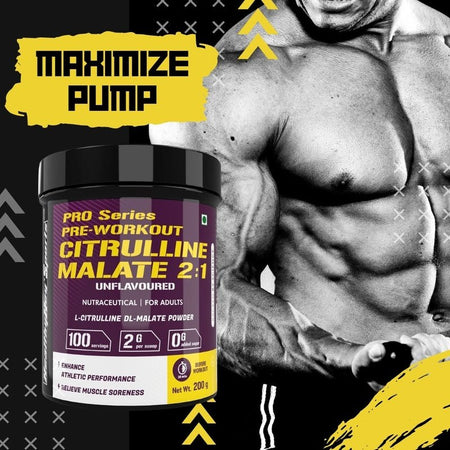 Citrulline Malate, Muscle Growth 2:1- Powerful Pre-Workout - 200 g, 100 Servings (Unflavoured) - HealthyHey Nutrition