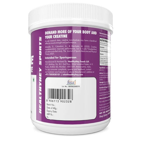 CreaPure Creatine Monohydrate for Muscle Building & Performance - 33 Servings (Unflavoured, 100g Powder) - HealthyHey Nutrition