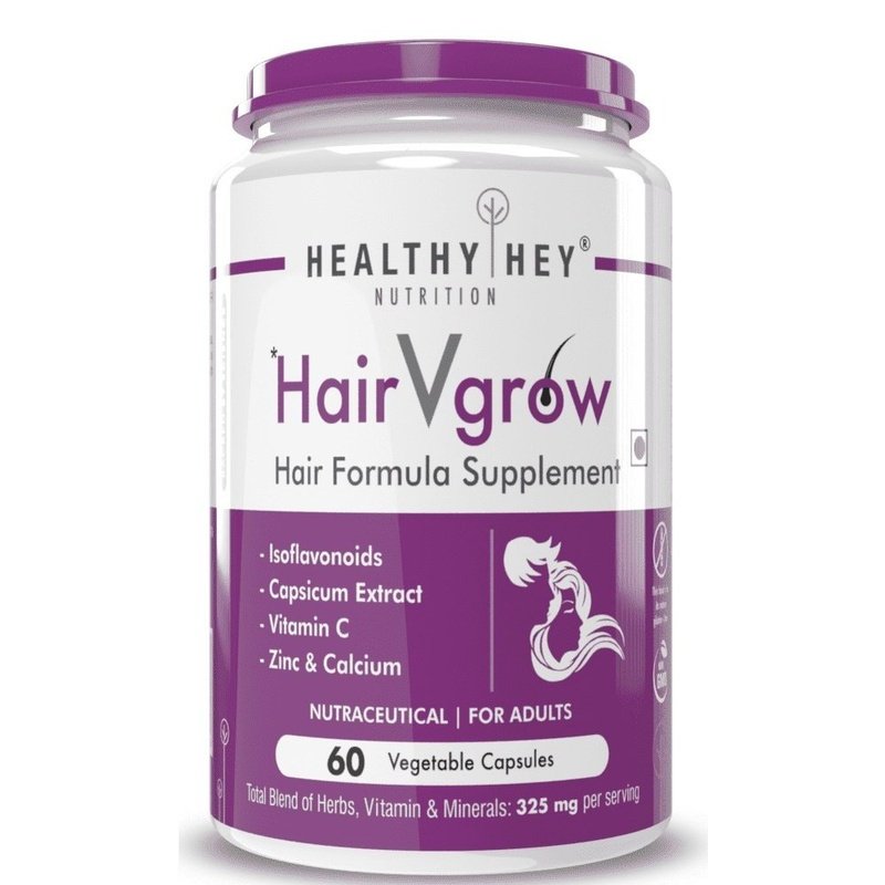 HairVgrow, Natural Hair Growth and Stop Hair fall Formula- 60 Veg Capsules - HealthyHey Nutrition