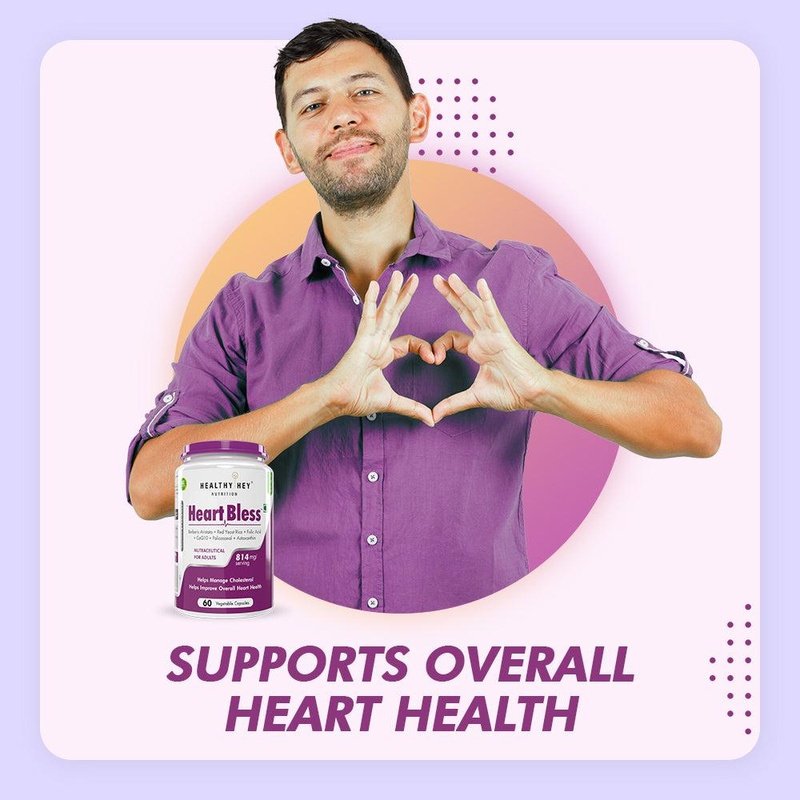 Heart Bless,Helps Manage cholesterol - 60 Veg Capsules - HealthyHey Nutrition