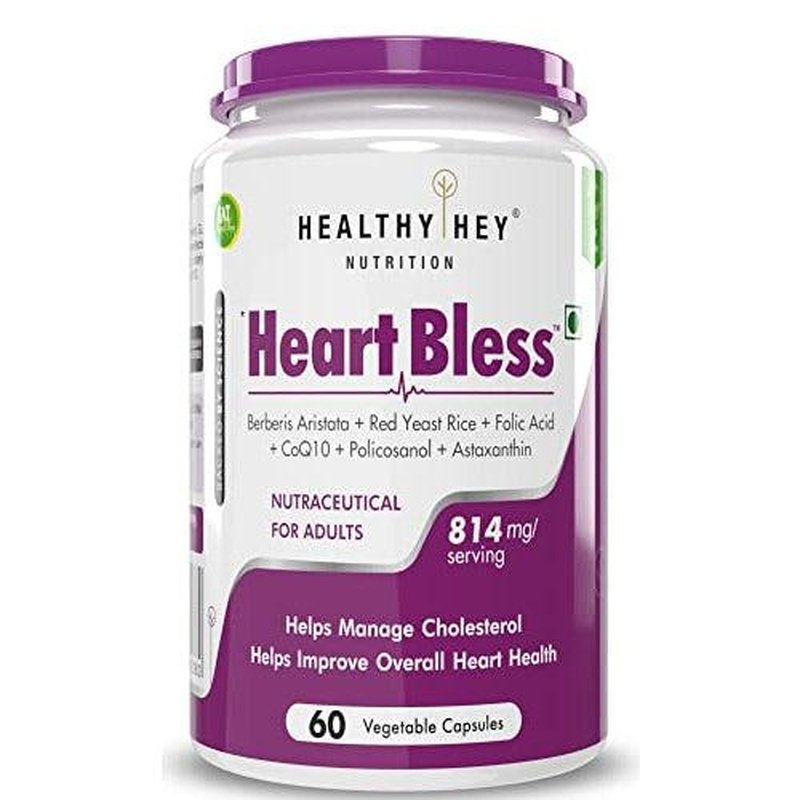 Heart Bless,Helps Manage cholesterol - 60 Veg Capsules - HealthyHey Nutrition