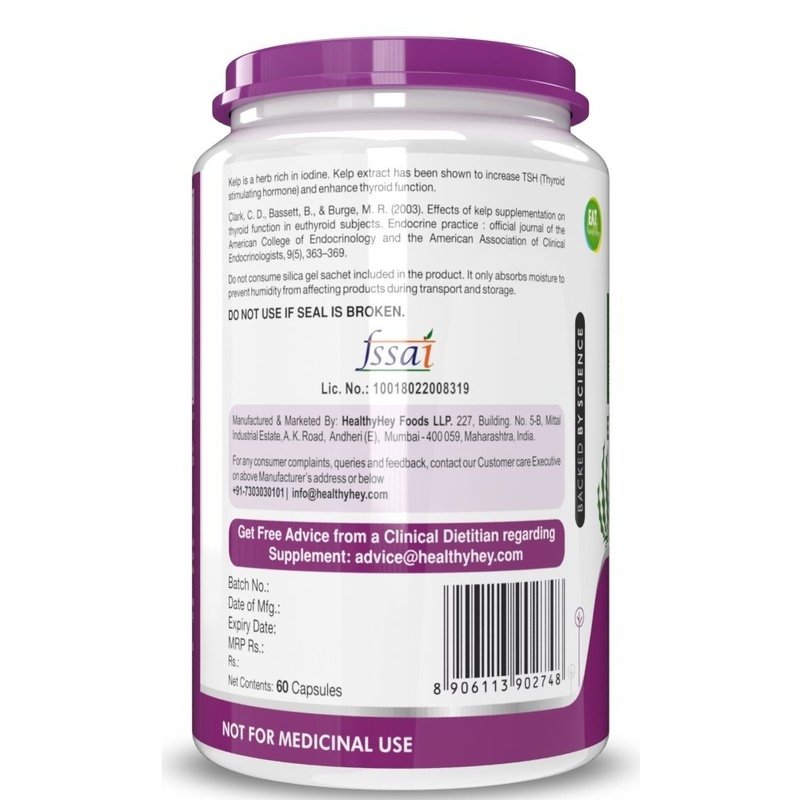 Kelp Extract with Zinc Citrate, Support Thyroid Health 60 Veg Capsules - HealthyHey Nutrition