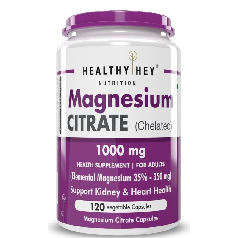 Magnesium Citrate 120 Vegetable Capsules - Supports Bone Health, Energy, and Muscle Function - HealthyHey Nutrition