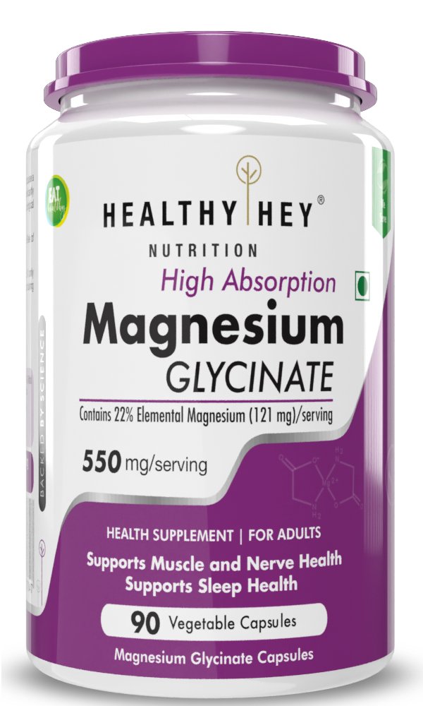 Magnesium Glycinate, High Absorbtion , Sleep Health, Support Muscle & Nerve Health Supplement 550mg - HealthyHey Nutrition