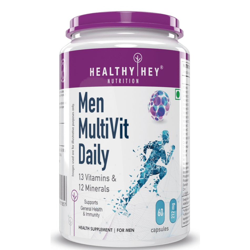 MultiVitamin for Men, Supports Genreal Health & Immunity -Multi-Vit Daily - Vitamins & Minerals capsules - HealthyHey Nutrition