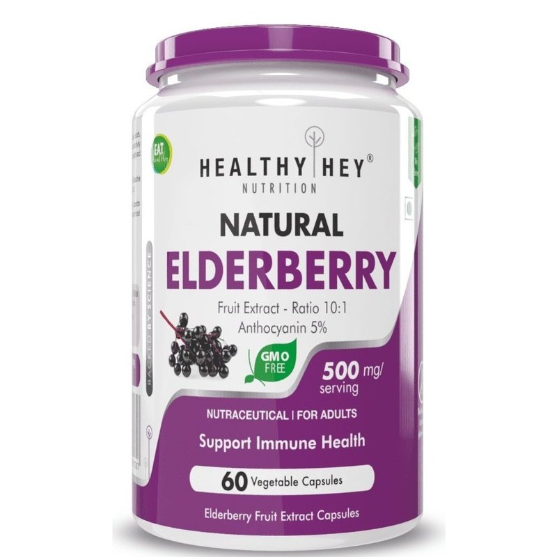 Natural Elderberry Fruit Extract,Immune support 60 veg capsules - HealthyHey Nutrition
