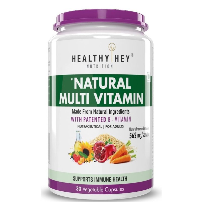 Natural Multivitamin, Support Immune Health from Natural Ingredients & Patented Vitamin B - For Men & Women - 30 Veg. Capsules - HealthyHey Nutrition