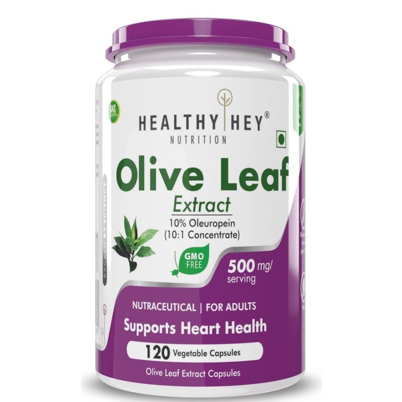 Olive Leaf Extract, Support Heart Health Super Strength: 10% Oleuropein -120 Veg Capsules - HealthyHey Nutrition