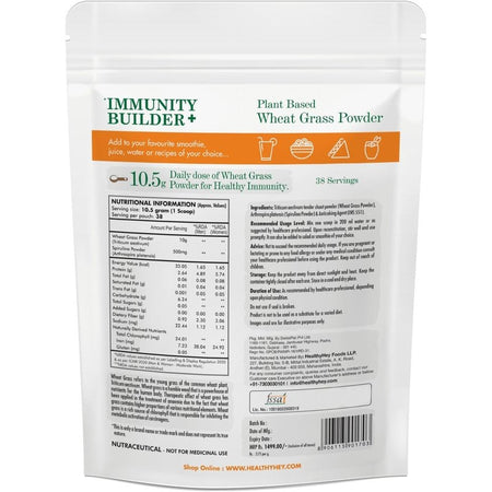Organic Wheat Grass Powder | Builds Immunity & Detoxify Body | 400 gram - HealthyHey Nutrition