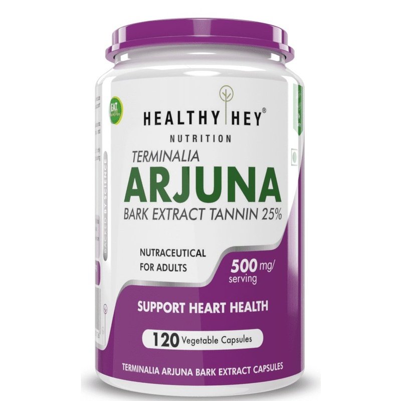 Terminalia Arjuna Bark Extract, Support Heart Health -Tannin 120 Veg Capsules - HealthyHey Nutrition