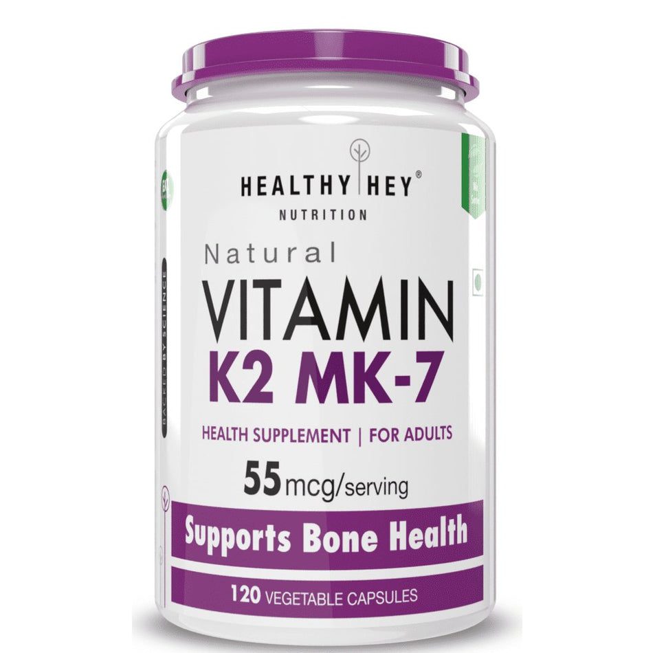Vitamin K2 | 100% Vegetarian Vitamin K2 Benefits in Bone Health 120 veg Capsules - HealthyHey Nutrition