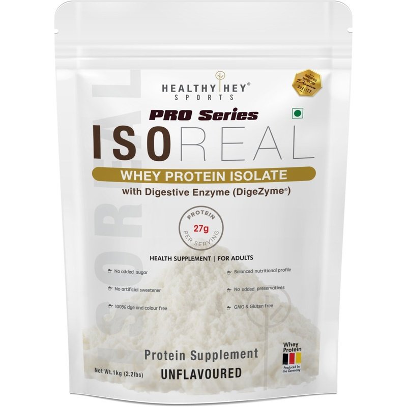 Whey Protein Isolate - ISOReal (Sourced from Europe) with Digestive Enzymes - Pouch - HealthyHey Nutrition