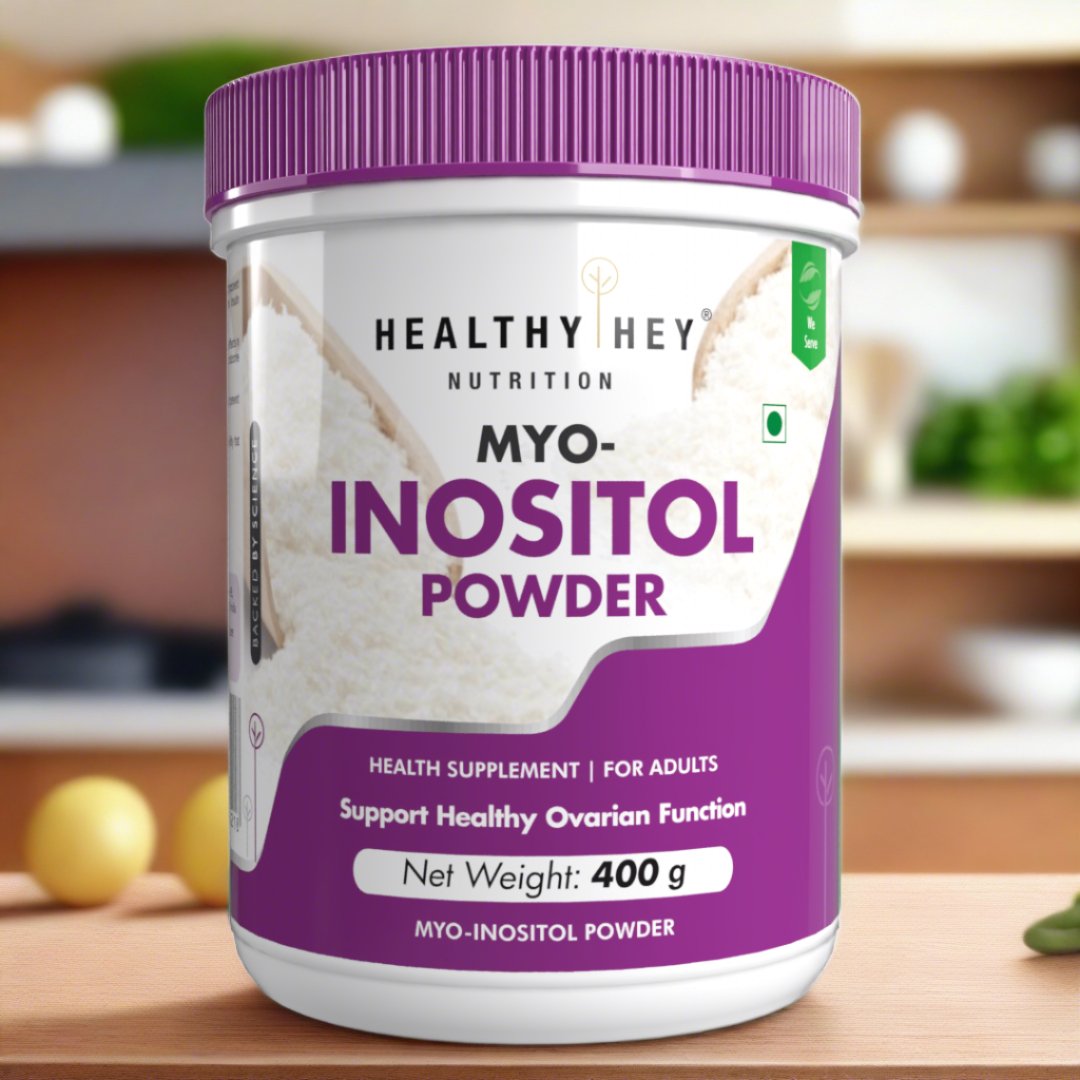 100% Pure Myo Inositol Powder, Support Healthy ovarian function (Vitamin B8), 400gm pack - HealthyHey Nutrition