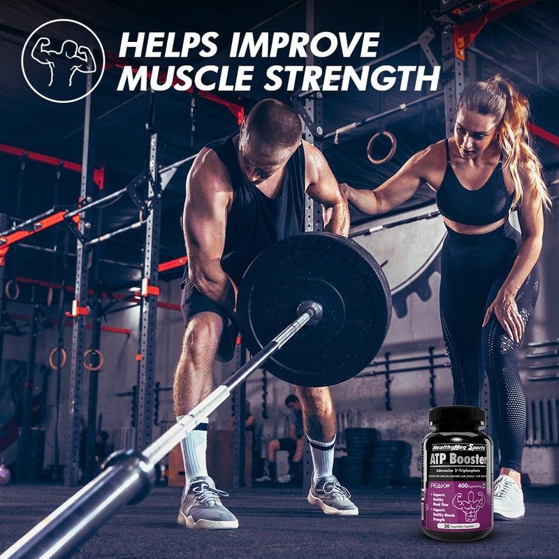 ATP Booster, Support Healthy Blood flow Adenosine 5'-Triphosphate - Pre-Workout - 400mg - 30 Veg capsules - HealthyHey Nutrition
