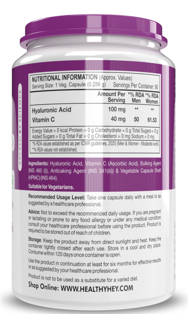 Hyaluronic Acid, Support joint & Skin Health 2X Plus Veg Capsules - 90 veg capsules - HealthyHey Nutrition
