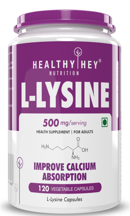 L-Lysine,Improve Calcium Absorption 120 Veg Capsules - HealthyHey Nutrition