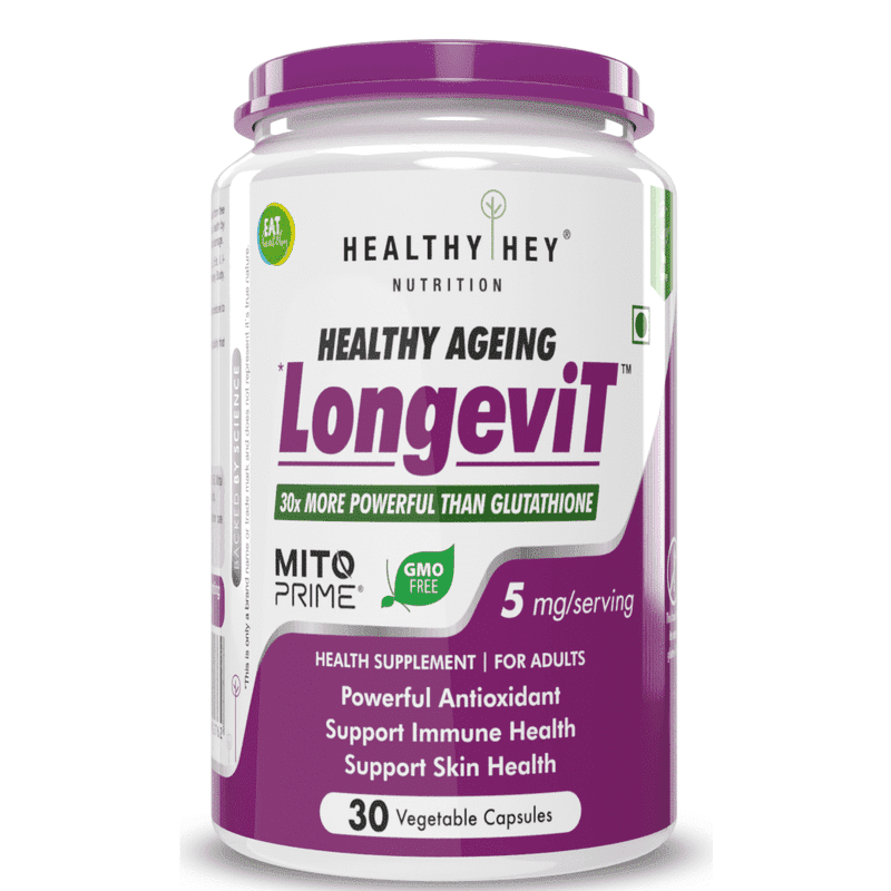 LongeviT - MITOPRIME® - त्वचा के स्वास्थ्य में सहायता - 30 वनस्पति कैप्सूल 