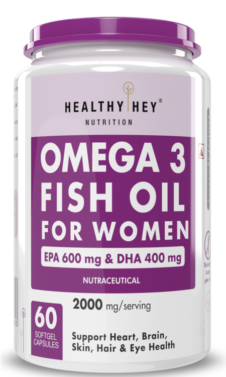 Omega 3 Fish Oil for Men & Women, Support Heart, Brain, Skin, Hair & Eye Health 60 Softgel Capsules (600 EPA & 400 DHA) - HealthyHey Nutrition