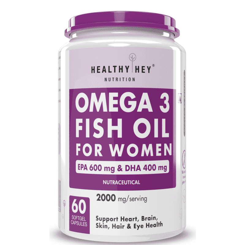 Omega 3 Fish Oil , Support Heart, Brain, Skin, Hair & Eye Health 60 Softgel Capsules (600 EPA & 400 DHA)