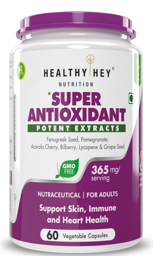 Super Antioxidant Potent Extracts, Support skin, Immune & Heart Health - 60 Veg Capsules - HealthyHey Nutrition