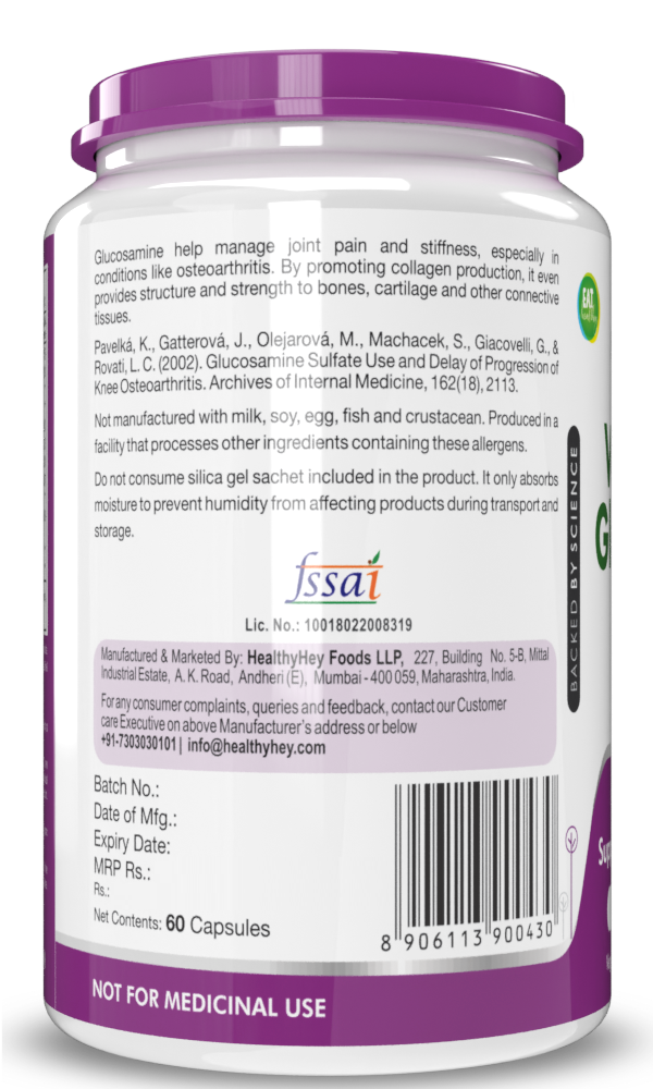 Vegetarian Glucosamine,Support joint Health (Non-Shellfish Derived) - 60 Veg Capsules - HealthyHey Nutrition