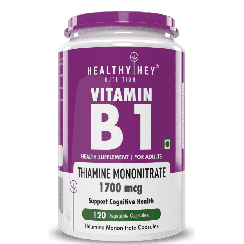 विटामिन बी1, थायमिन मोनोनिट्रेट -120 शाकाहारी कैप्सूल