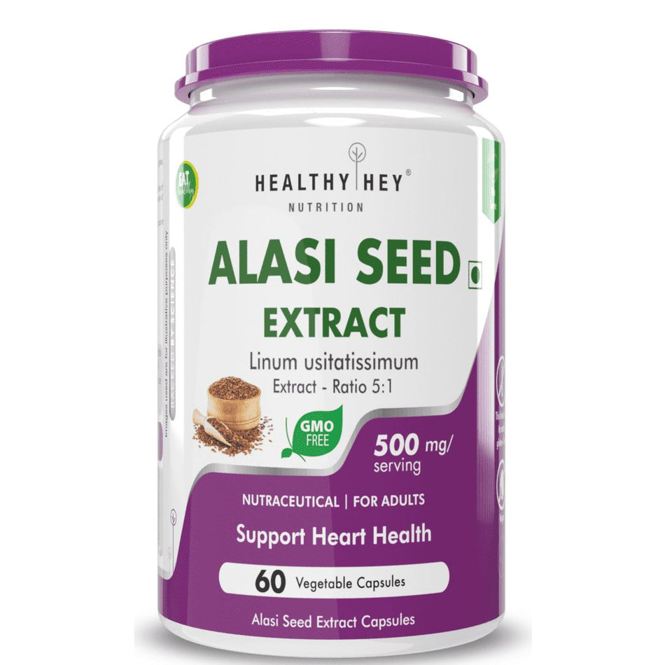 Alasi Seed Extract, Support Heart Health 500mg serving, 60 veg capsules - HealthyHey Nutrition