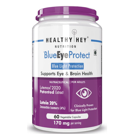 BlueEyeProtect Natural Lutein and Zeaxanthin - Protection from Blue Light and Eye Health - 60 Veg. Capsules - HealthyHey Nutrition