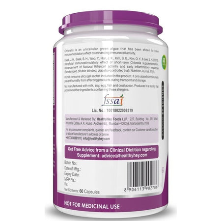 Chlorella Vulgaris, Support Immune Health 1065 mg - 60 Veg Capsules - HealthyHey Nutrition