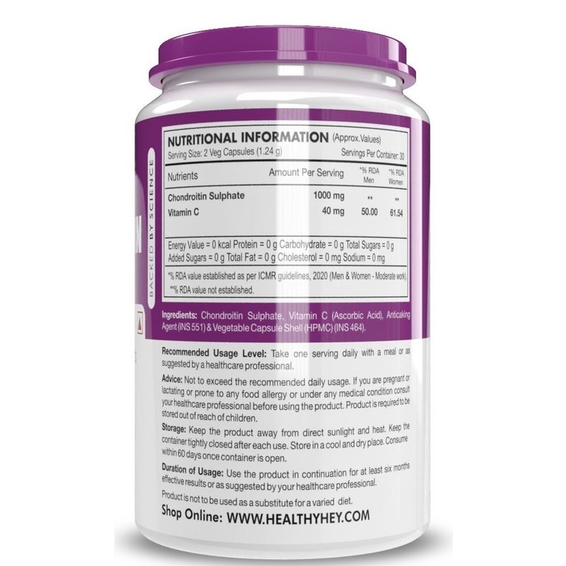 Chondroitin Sulphate - Support for Joints & Connetive Tissues, 60 Capsules - HealthyHey Nutrition