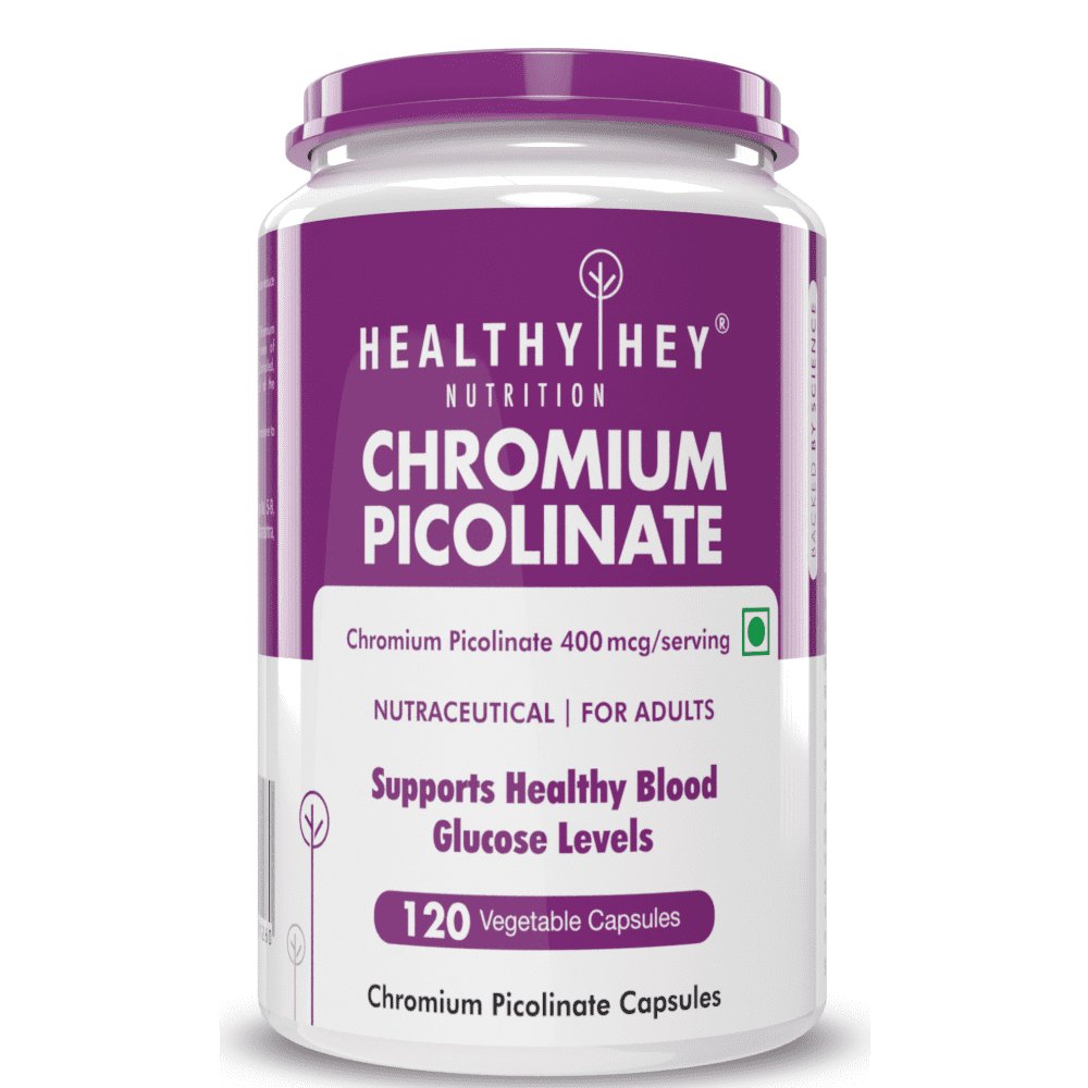 Chromium Picolinate, Supports Healthy Blood -Support Glucose Metabolism (High Absorption) 120 veg Capsules, Non-GMO, Gluten Free - HealthyHey Nutrition
