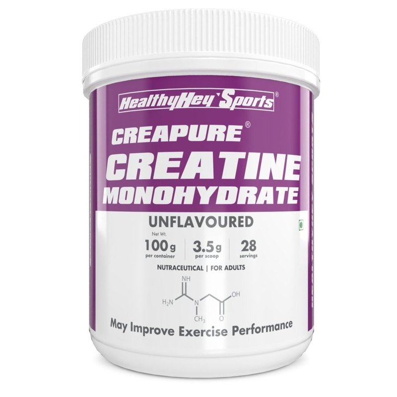 CreaPure Creatine Monohydrate for Muscle Building & Performance - 33 Servings (Unflavoured, 100g Powder) - HealthyHey Nutrition