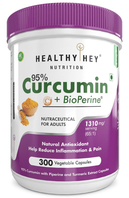 Curcumin with Bioperine (Piperine) 1310mg, Natural Antioxidant help reduce inflammation & Pain (Ultra Pure) with Piperine - HealthyHey Nutrition