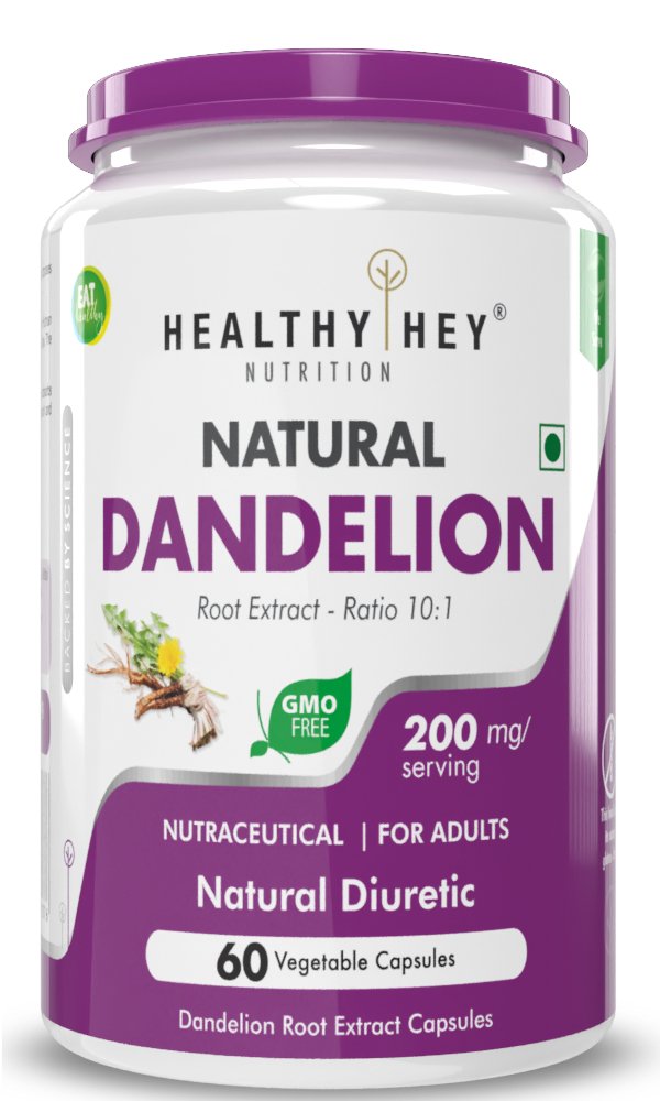 Dandelion Root Extract, -Natural - 10:1 Ratio - Natural Diuretic & Support Digestion, 60 Veg Capsules - HealthyHey Nutrition