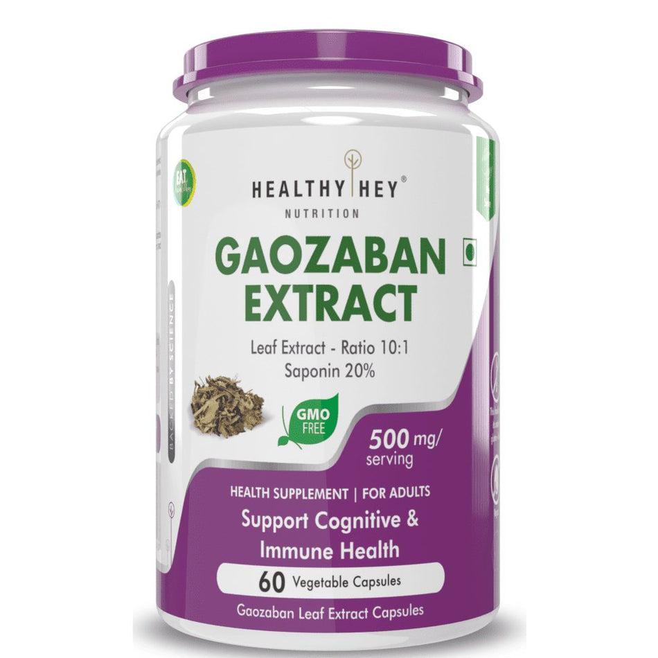 Gaozaban leaf extract, Support Cognitive & Immune Health 10:1, 500mg serving, 60 veg capsules - HealthyHey Nutrition