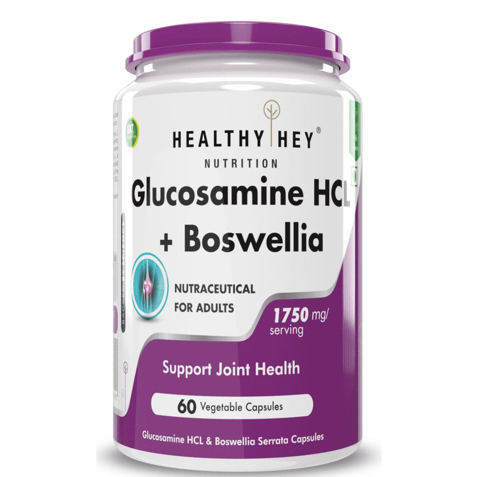 Glucosamine HCL + Boswellia, Support Joint Health - 60 veg capsules - HealthyHey Nutrition