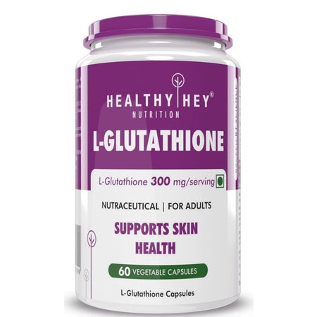 Glutathione (Reduced), Support Skin Health - 100% Vegetarian Source - 60 Veg Capsules - HealthyHey Nutrition
