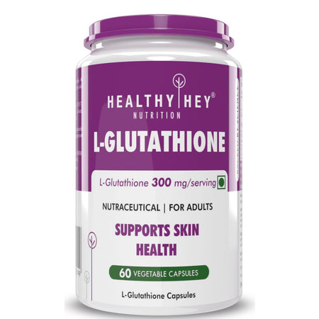Glutathione Supplement, Support Skin Health - 100% Vegetarian Source - 60 Veg Capsules - HealthyHey Nutrition