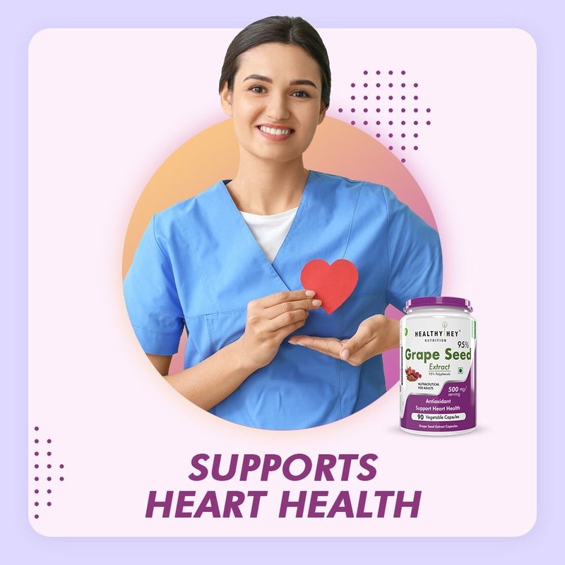 Grape Seed Extract, Antioxidant support Heart Health - 90 veg capsules - HealthyHey Nutrition