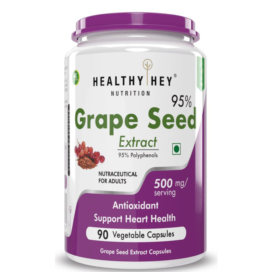 Grape Seed Extract, Antioxidant support Heart Health - 90 veg capsules - HealthyHey Nutrition