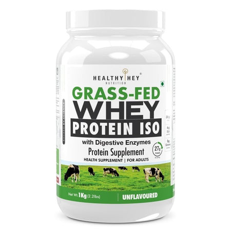 Grass-Fed Whey Protein Isolate - 1kg Unflavoured - HealthyHey Nutrition