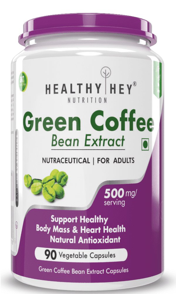 Green Coffee Bean Extract, Support weight wellness & Heart Health 100% Pure with Antioxidants- 70% Chlorogenic Acid, Non-GMO,90 veg Capsules - HealthyHey Nutrition