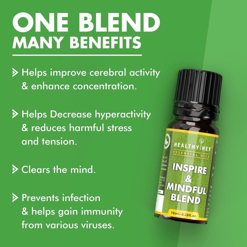 HealthyHey Essential Oils - 100% Pure Therapeutic Inspire and Mindful Blend Oil- 10ml - HealthyHey Nutrition