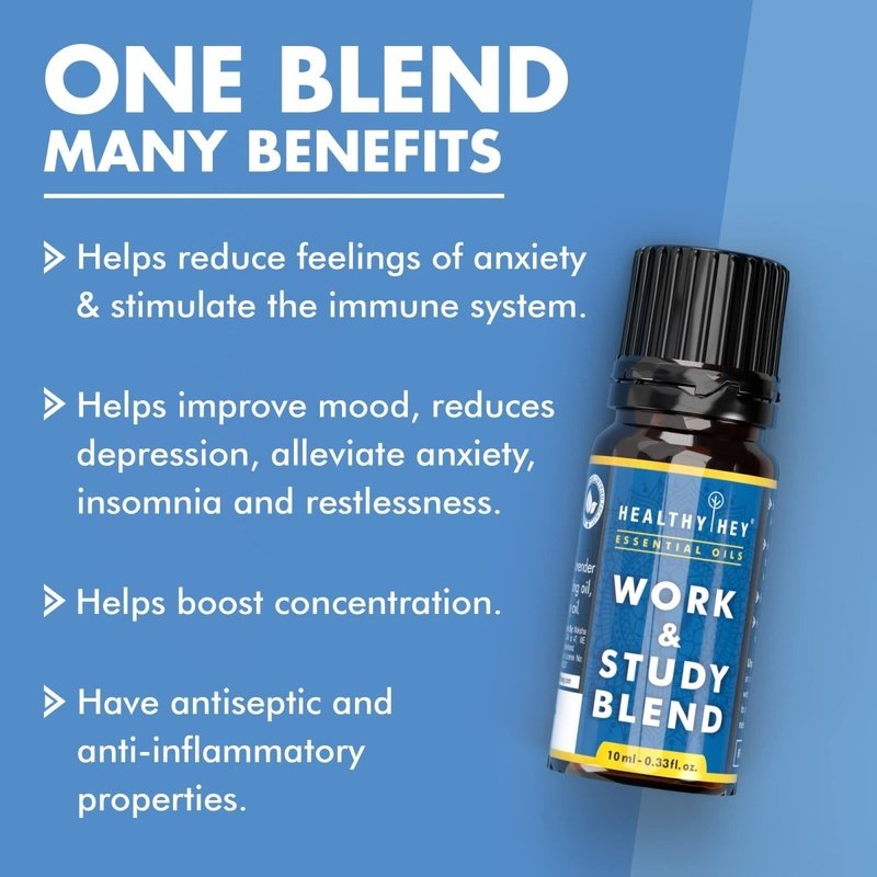 HealthyHey Essential Oils - 100% PureTherapeutic Work & Study Blend Oil- 10ml - HealthyHey Nutrition