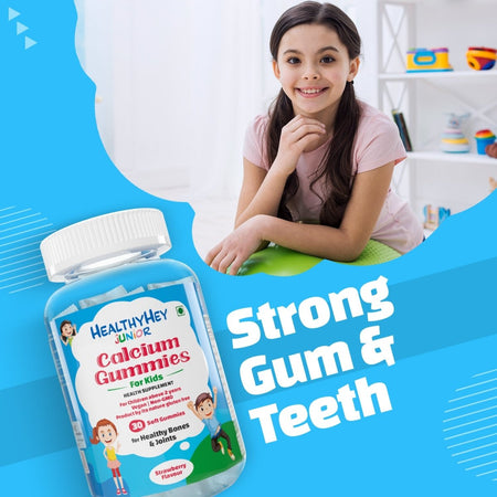 Healthyhey Junior Calcium Gummies for Kids (2 to 9 yrs.) For Healthy Bones & Joints Orange Flavour 30 Soft Gummies - HealthyHey Nutrition