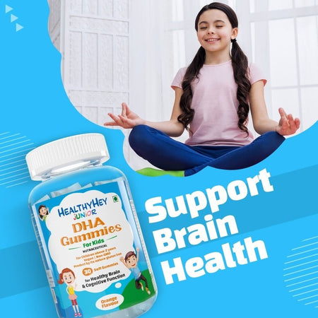 HealthyHey Junior DHA Gummies - for Kids (2 to 9 yrs.) - For Healthy Brain & Cognitive Function 30 Soft Gummies - HealthyHey Nutrition